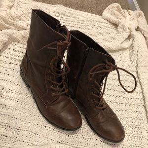 Brown lace up/ zip up brown boots